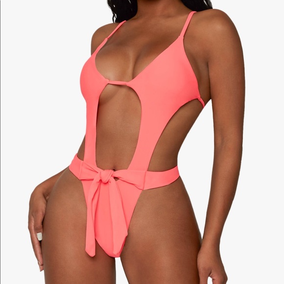 Tops - Sexy coral pink monokini